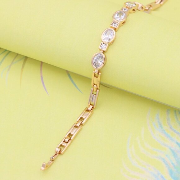 "Elegant Oval CZ Rose Gold Bracelet with Sparkling Accents, XPBL0939 - Picture 4 of 11